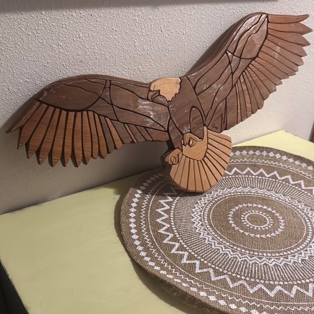 Intarsia Wooden Eagle Wall Art